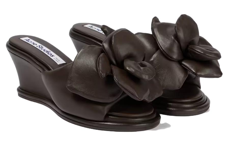 (W) Acne Studios Leather Slip-On Round Toe Slide 'Black' 圖 4