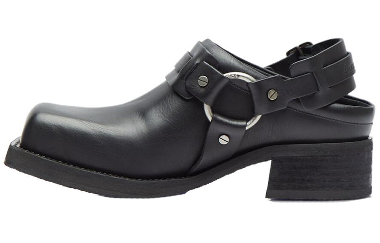 (Women) Acne Studios Leather Square Toe Buckle Loafers 'Black' AD0684-900