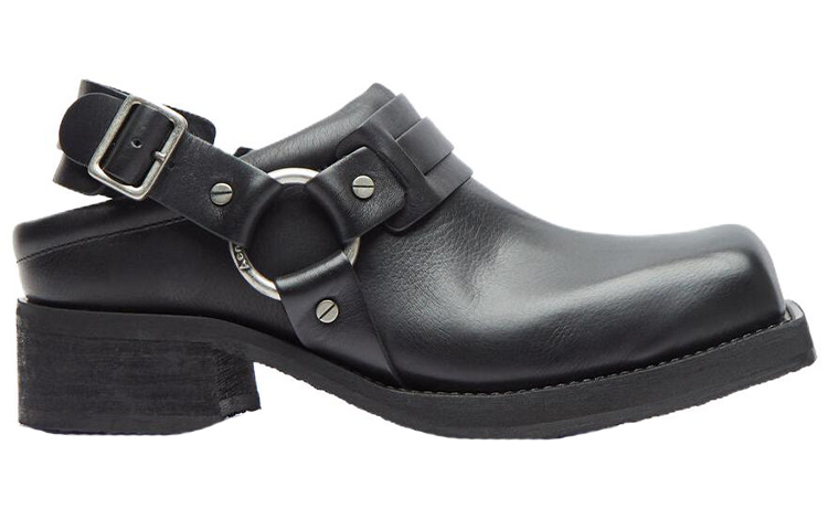 Order (W) アクネ スクエアトゥ バックルローファー (黒) AD0684-900