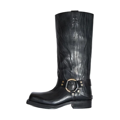 (W) Acne Studios Leather Square Toe High Boot 'Black'