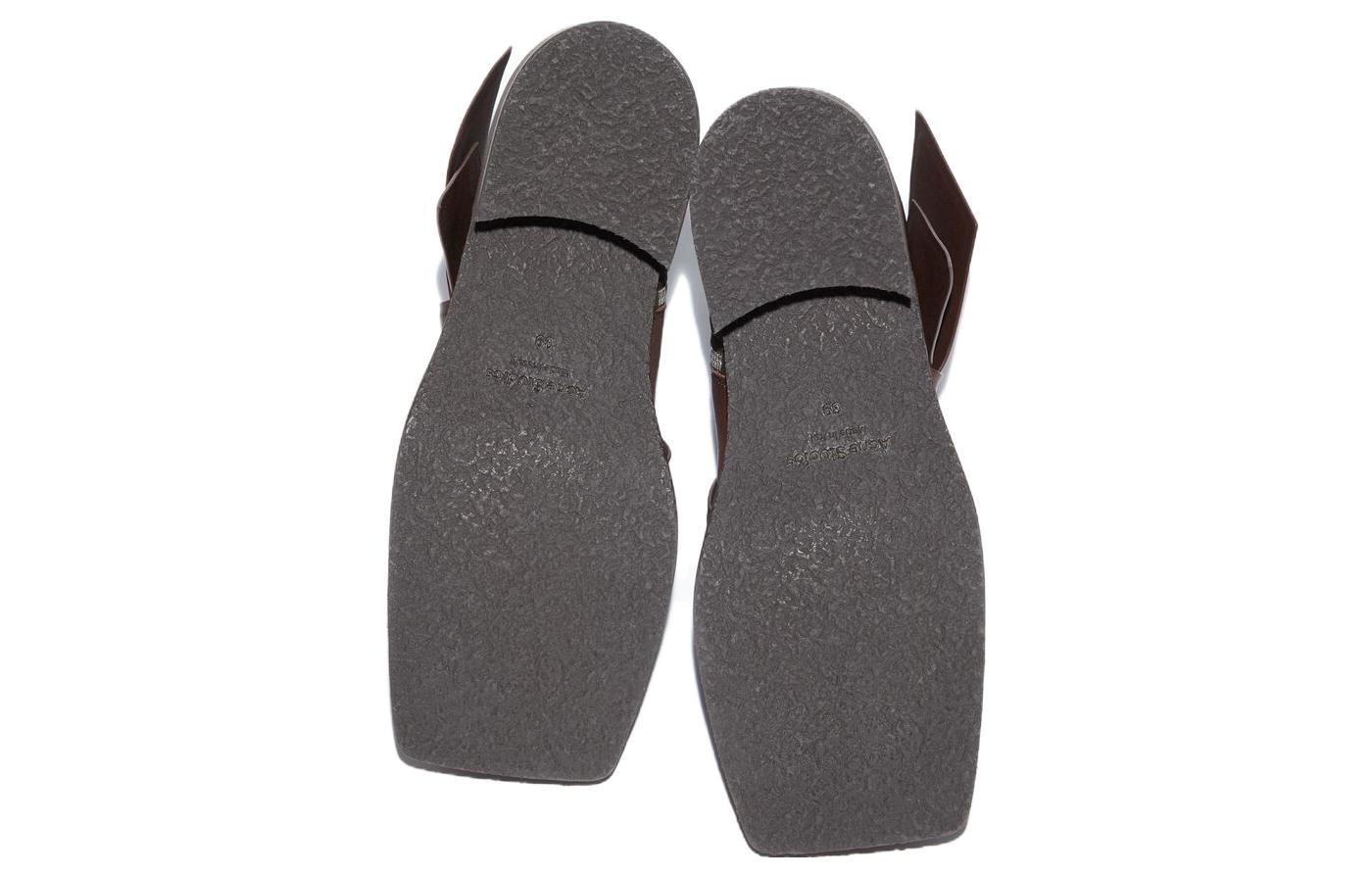 (W) Acne Studios Leather Square Toe Zip Ankle Boots 'Brown' 圖 4