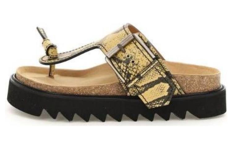 (Women) Acne Studios Leather Thong 'Khaki Snake Print' 221895-BPG