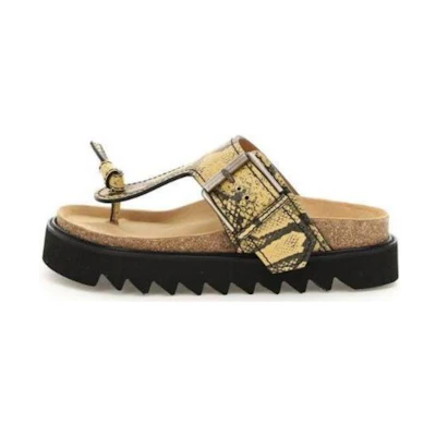 (W) Acne Studios Leather Thong 'Khaki Snake Print'