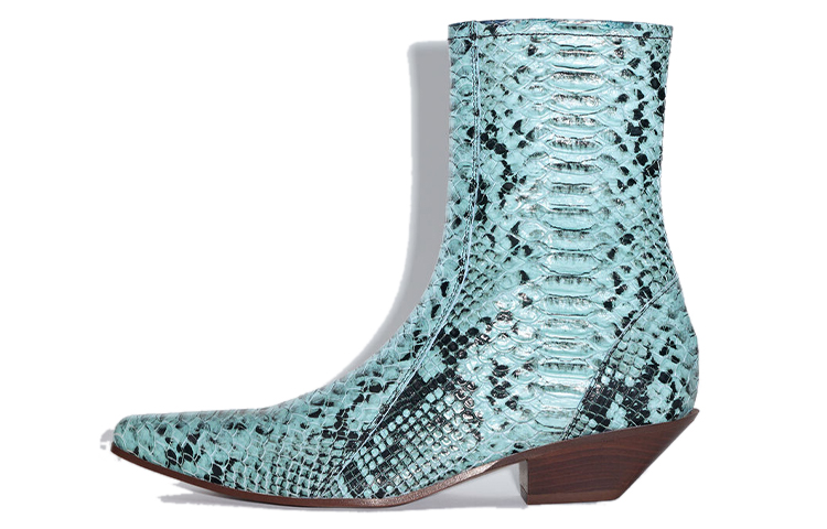 (Women) Acne Studios Leather Zip Chunky Heel Boot 'Light Blue' AD0520-228