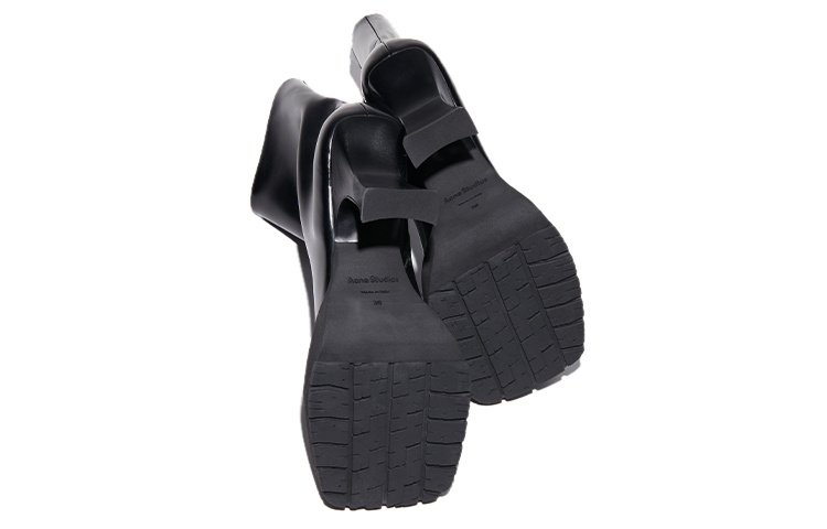 (W) Acne Studios Leather Zippered High-Heel Square-Toe Ankle Boot 'Black Fashion' 圖 3