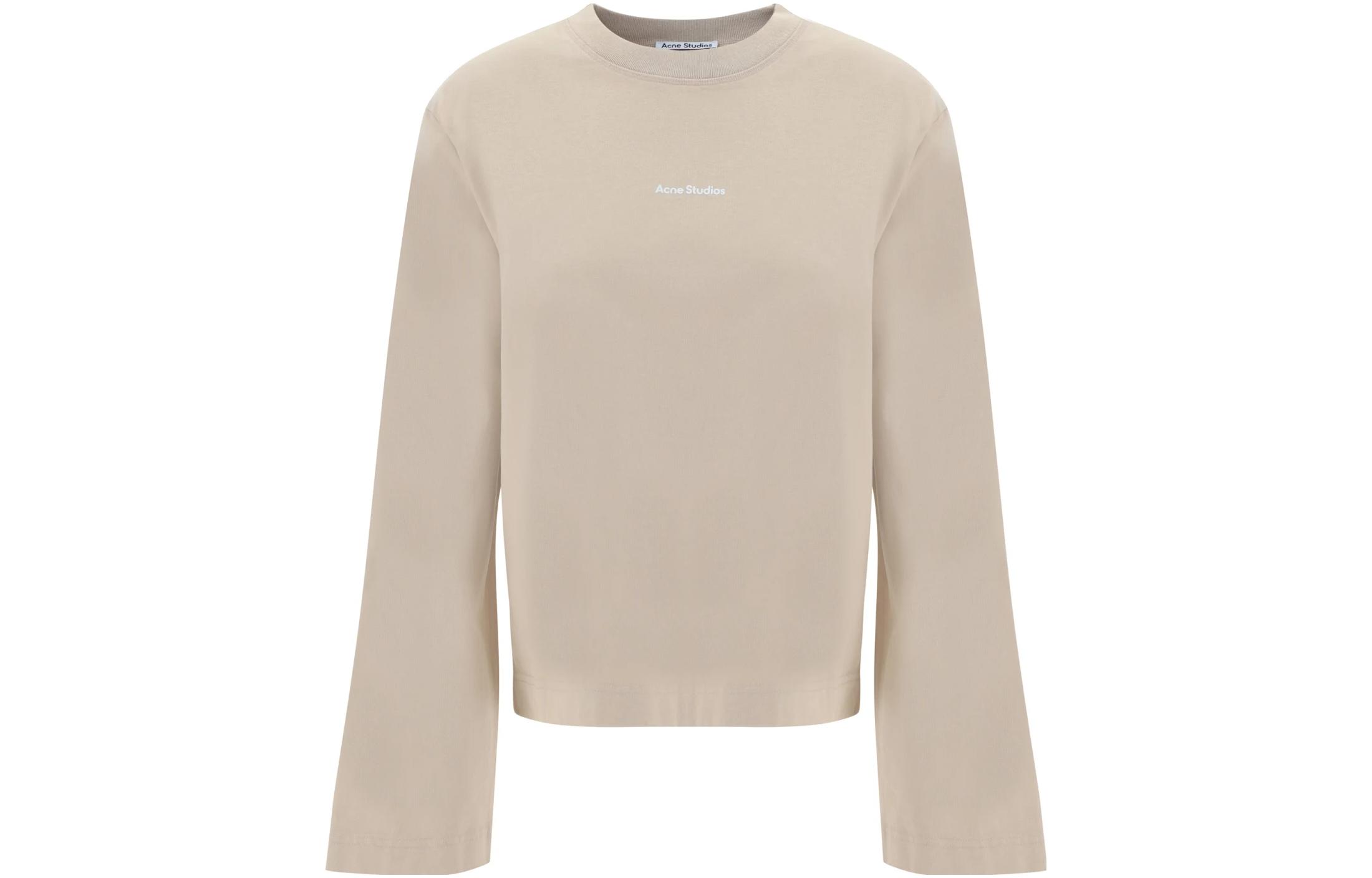 (Women) Acne Studios Letter Print Crewneck Oversized Sweatshirt Off-White AL0343AEA