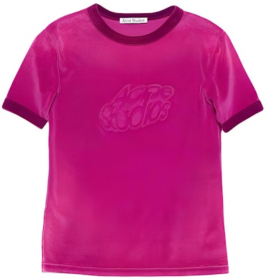 (Women) Acne Studios Logo Embossed Velour Crewneck Short Sleeve T-Shirt Magenta Women SS24 AL0403-ACW Buy (Women) Acne Studios Logo Embossed Velour Crewneck Short Sleeve T-Shirt Magenta Women SS24 AL0403-ACW