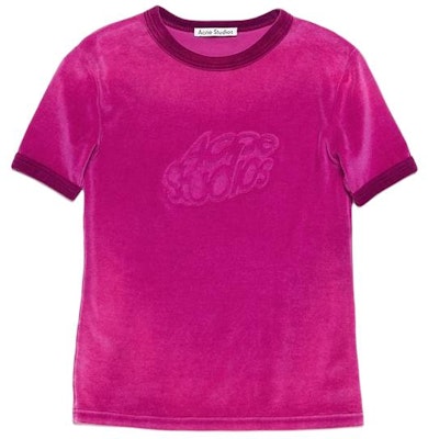(Women) Acne Studios Logo Embossed Velour Crewneck Short Sleeve T-Shirt Magenta Women SS24 AL0403-ACW Order (Women) Acne Studios Logo Embossed Velour Crewneck Short Sleeve T-Shirt Magenta Women SS24 AL0403-ACW
