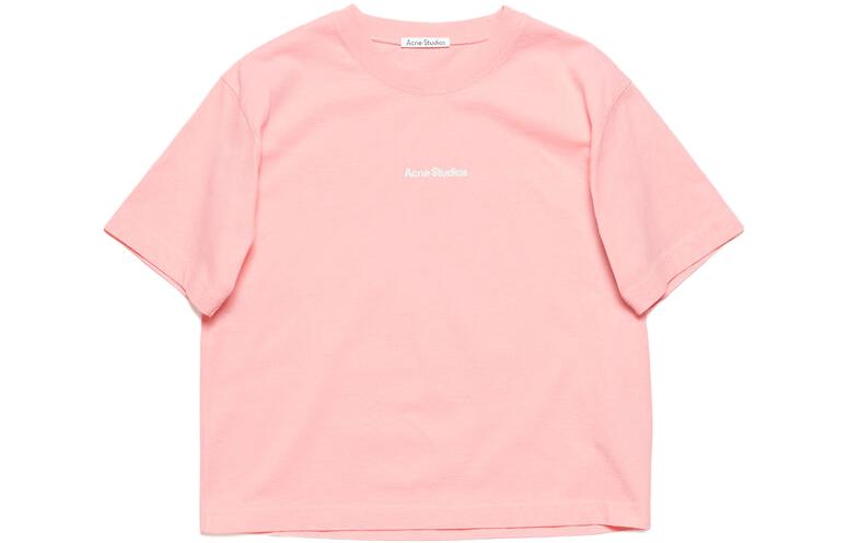 (Women) Acne Studios Loose Fit Ribbed Dropped Shoulder Crewneck Tee Women Light Pink SS24 AL0381-418
