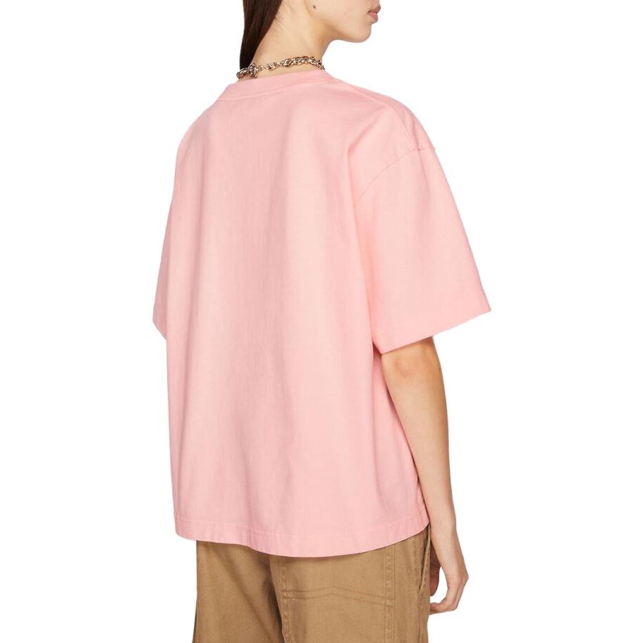 Shop (W) 아크네 스튜디오 루즈 핏 립드 드롭 숄더 크루넥 티 여성 연핑크 SS24 AL0381-418