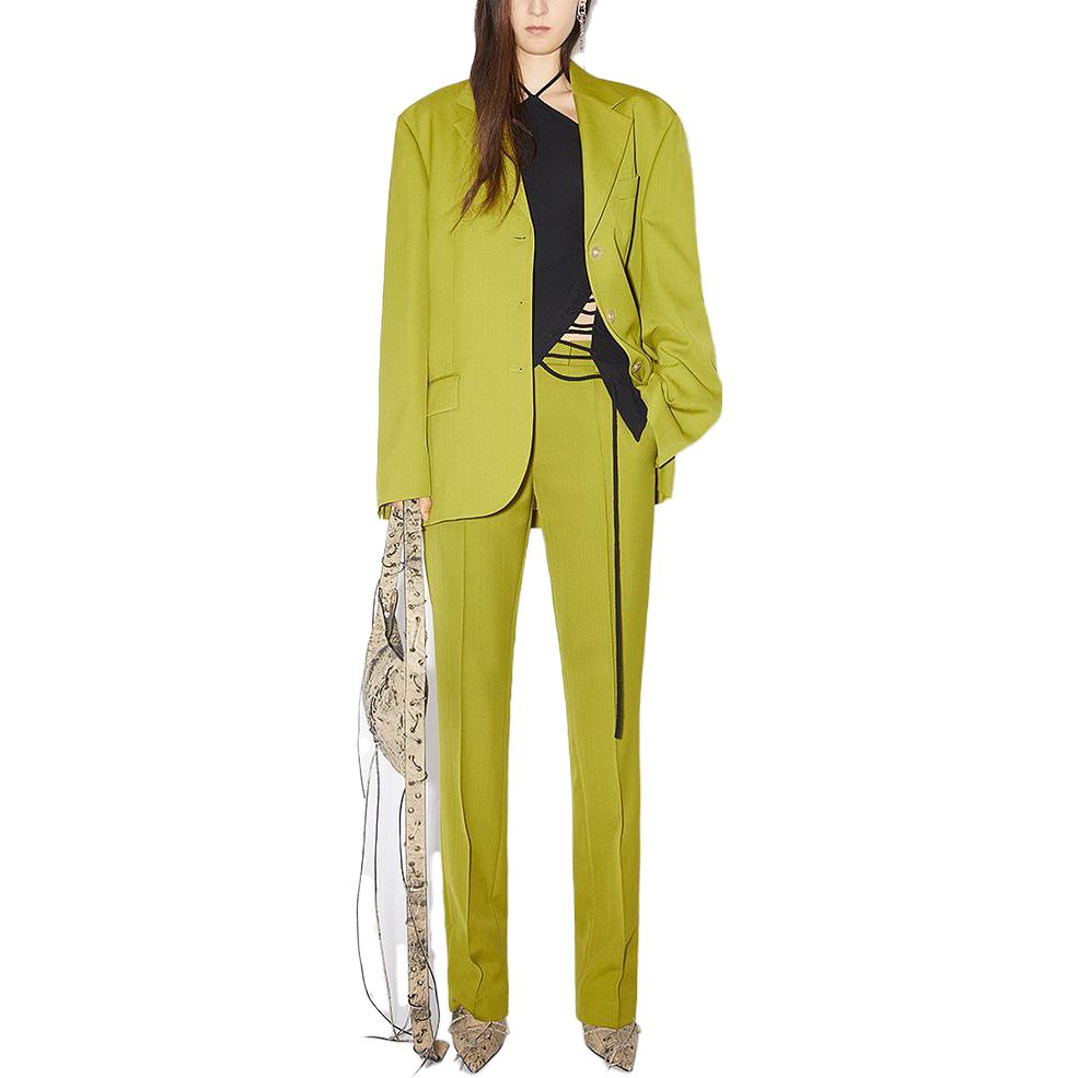 Lookbook (W) Pantalones Acne Studios Verde Alga de Tiro Medio con Pliegues. AK0700-DG0