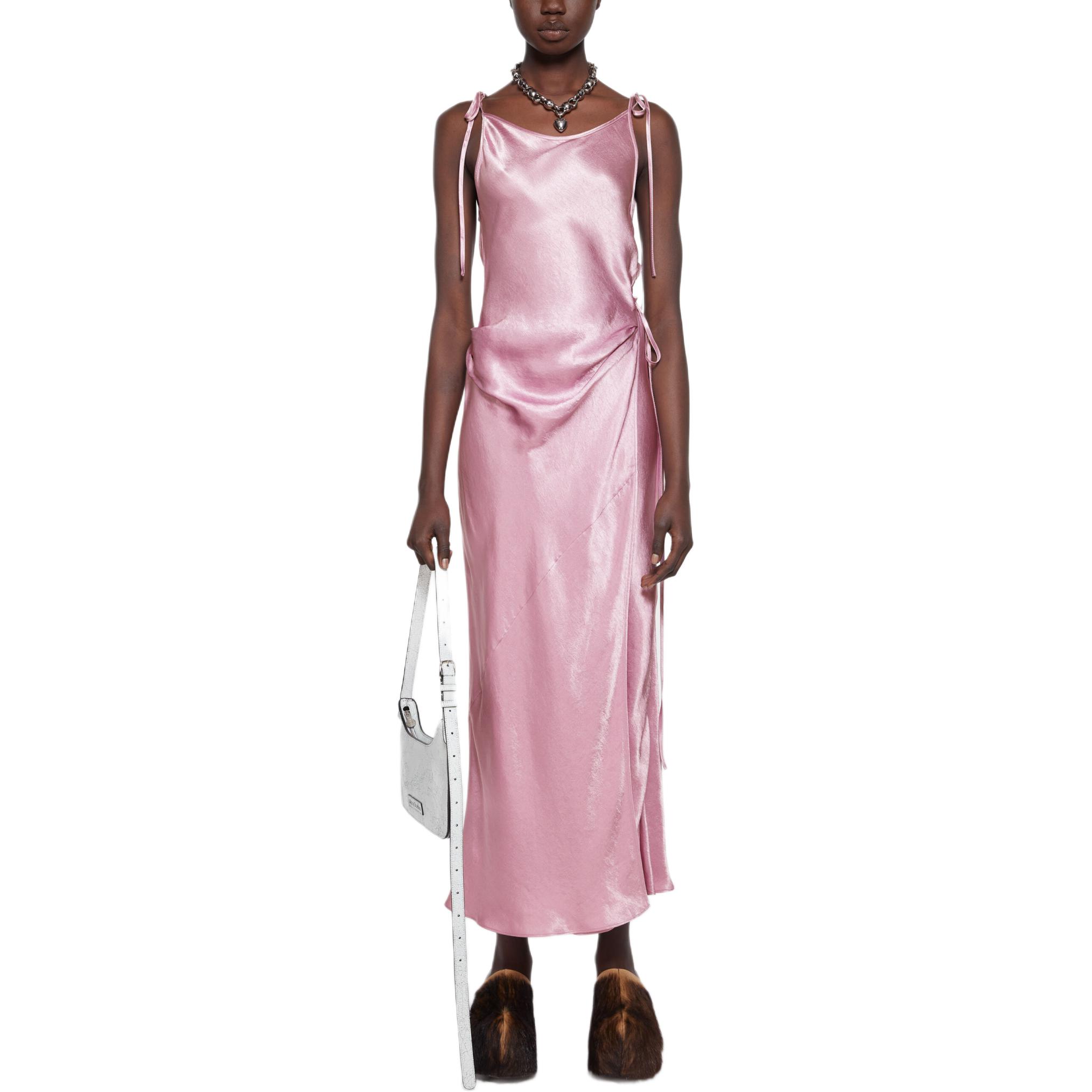 Lookbook (W) Acne Studios Gaun Satin Midi Minimalis Wanita Ungu Lilac. A20752-ADI