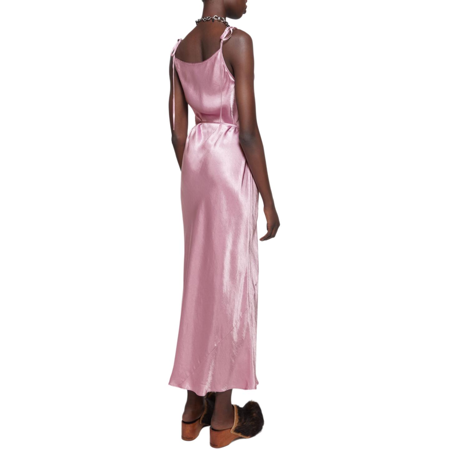 Shop (W) Acne Studios Gaun Satin Midi Minimalis Wanita Ungu Lilac. A20752-ADI