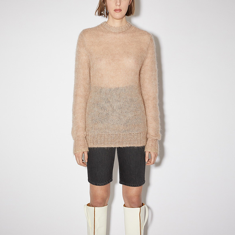 Lookbook (W) Acne Studios Mohair Knit Crewneck Sweater Beige Lelaki/Wanita. A60285-COW