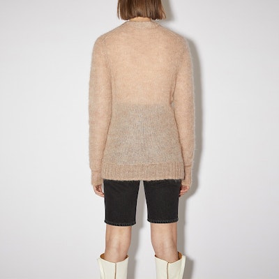 (W) Acne Studios Mohair Knit Crewneck Sweater Beige Lelaki/Wanita. A60285-COW Shop (W) Acne Studios Mohair Knit Crewneck Sweater Beige Lelaki/Wanita. A60285-COW