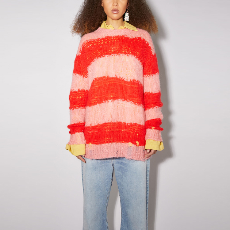 Lookbook (W) Acne Studios Baju Sejuk Jalur Oversized Distressed Oren. A60243-101