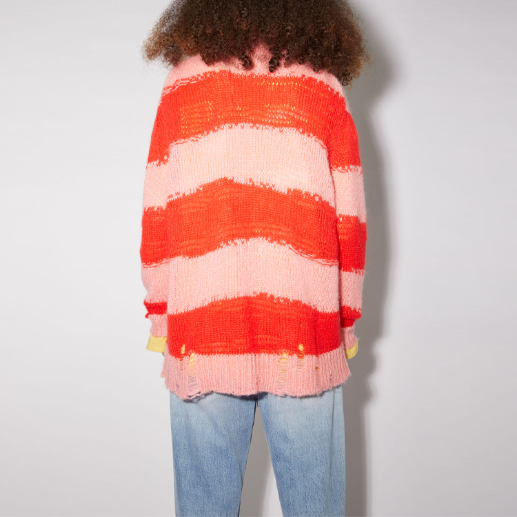 Shop (W) Acne Studios Baju Sejuk Jalur Oversized Distressed Oren. A60243-101