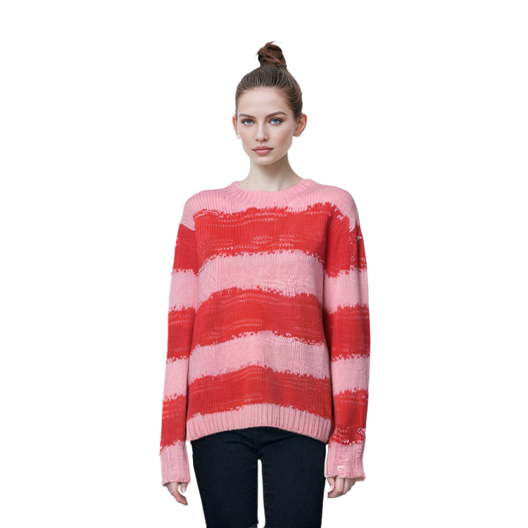 Details for (W) Acne Studios Baju Sejuk Jalur Oversized Distressed Oren. A60243-101