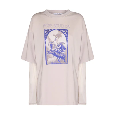 (Women) Acne Studios Pattern Print Layered Long Sleeve Crewneck T-Shirt Beige Women. AL0322-AEK