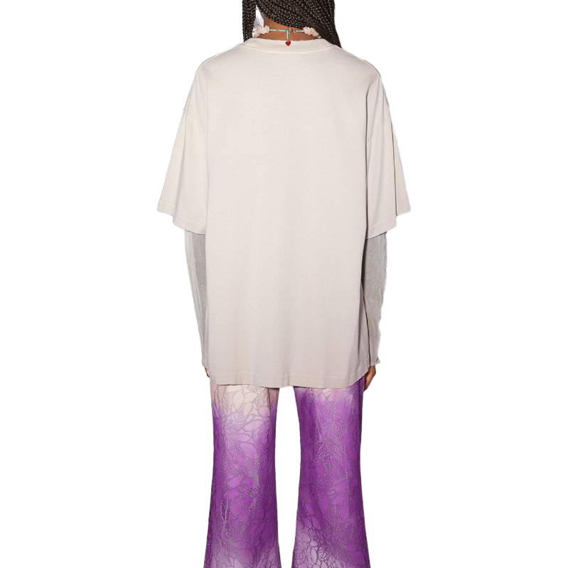 Shop (Women) Acne Studios Pattern Print Layered Long Sleeve Crewneck T-Shirt Beige Women. AL0322-AEK