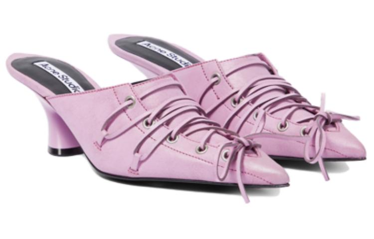 (W) Acne Studios Pointed Toe Mule Slides 'Pink Leather' 圖 3