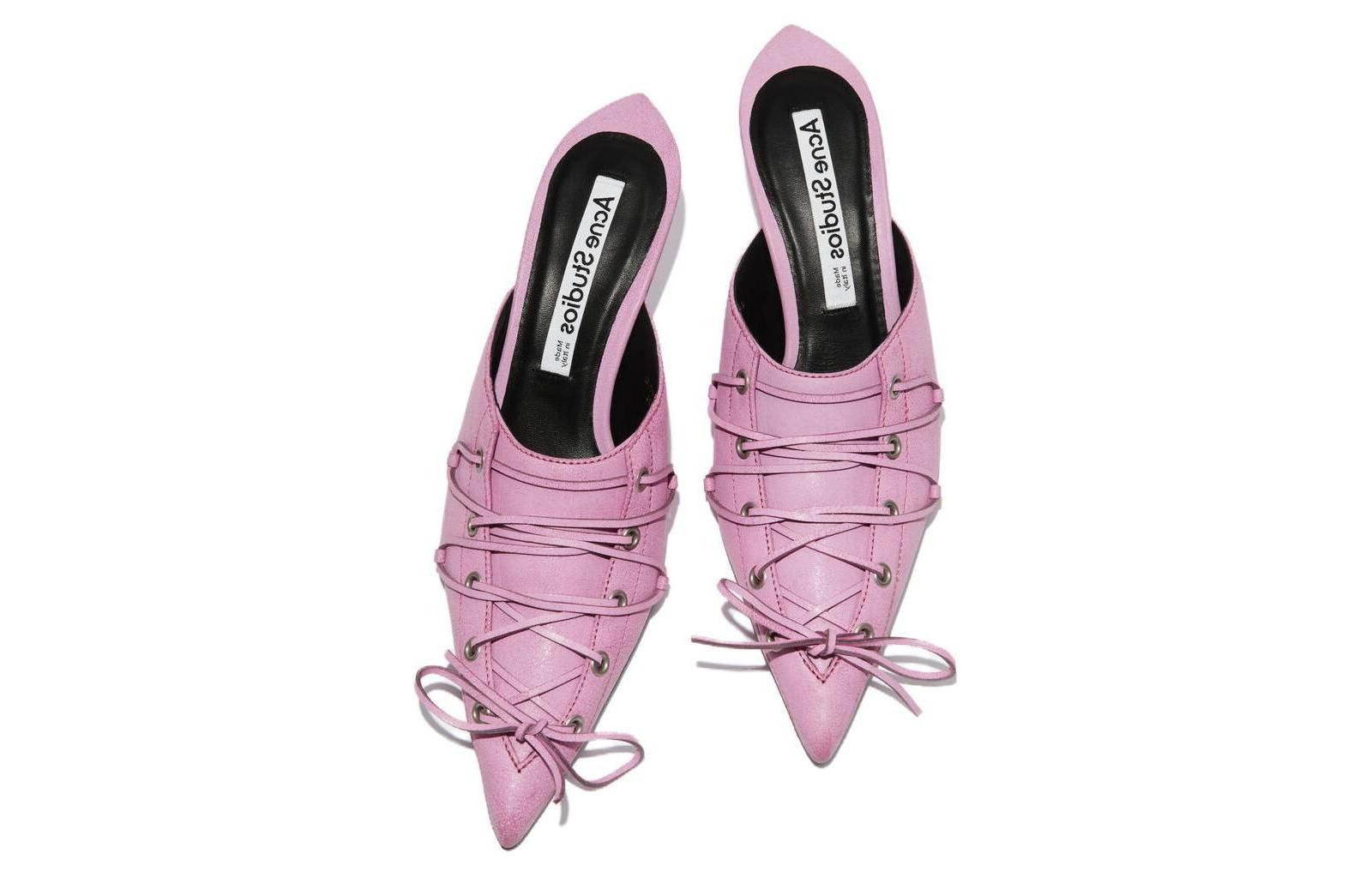 (W) Acne Studios Pointed Toe Mule Slides 'Pink Leather' 圖 5