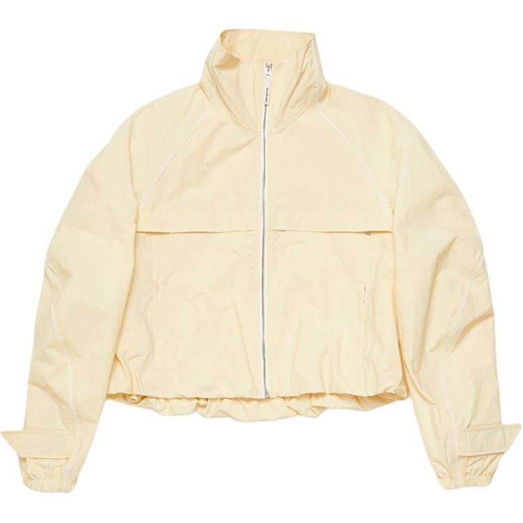 (Women) Acne Studios Raglan Sleeve Zip-Up Jacket Warm White with Logo Detail A90599