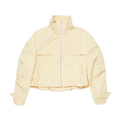 (Women) Acne Studios Raglan Sleeve Zip-Up Jacket Warm White with Logo Detail A90599