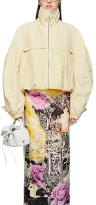 (Women) Acne Studios Raglan Sleeve Zip-Up Jacket Warm White with Logo Detail A90599 Shop (Women) Acne Studios Raglan Sleeve Zip-Up Jacket Warm White with Logo Detail A90599