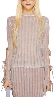 (Women) Acne Studios Retro Lace-Up Ribbed Long Sleeve T-Shirt Dusty Pink Womens SS24 A60510-416 Lookbook (Women) Acne Studios Retro Lace-Up Ribbed Long Sleeve T-Shirt Dusty Pink Womens SS24 A60510-416