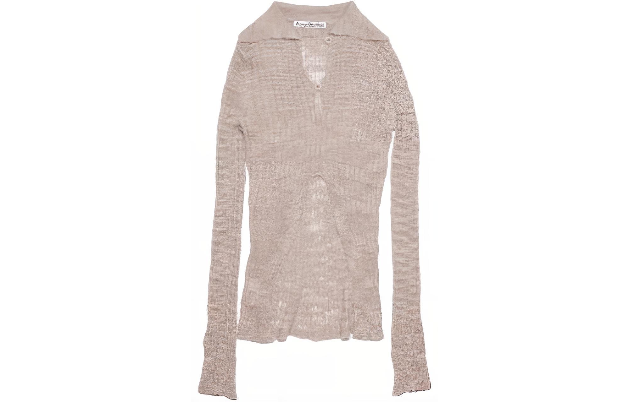 (Women) Acne Studios Sheer Cropped Asymmetric Knit Top Women’s Purple Gray Long Sleeve A60433-AS3