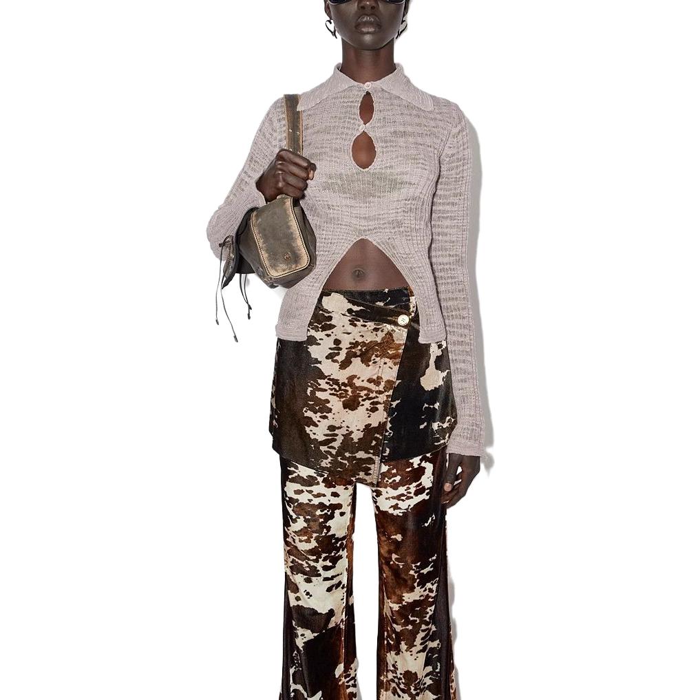 (Women) Acne Studios Sheer Cropped Asymmetric Knit Top Women’s Purple Gray Long Sleeve A60433-AS3 圖 3