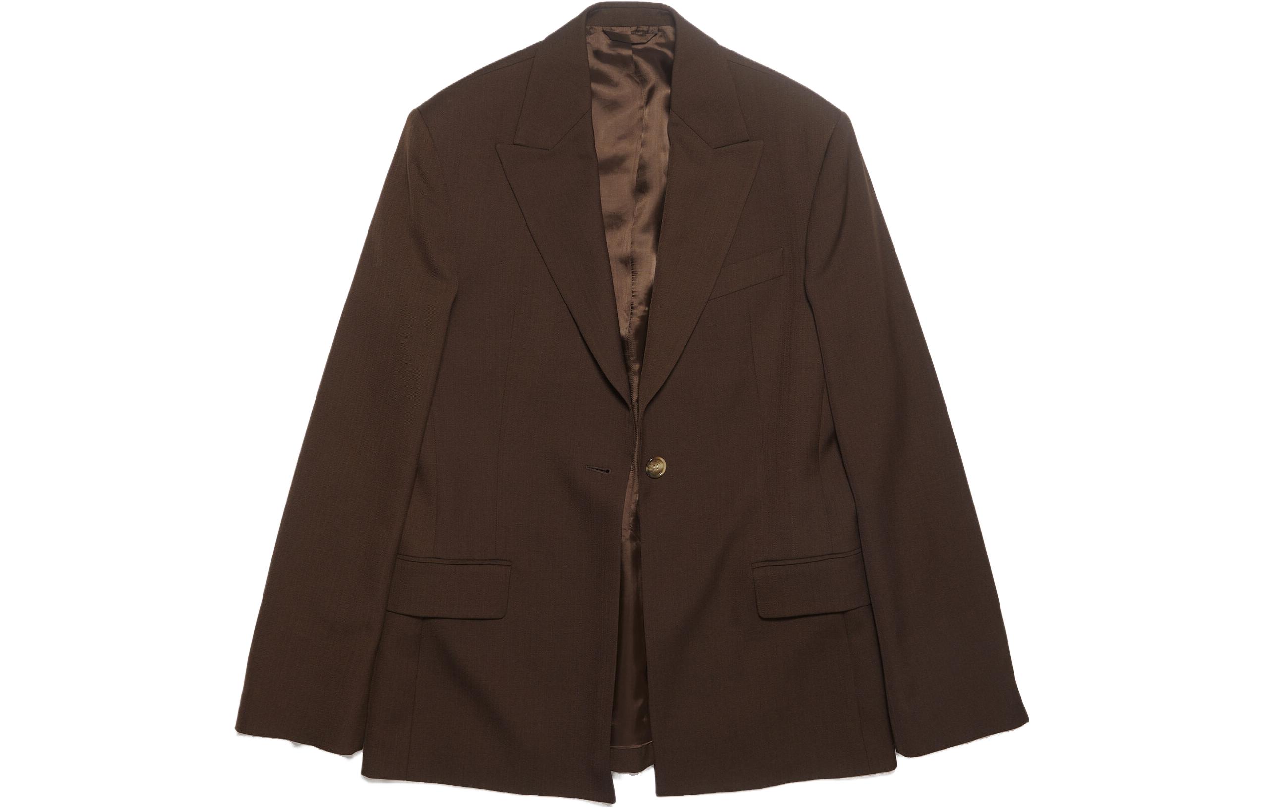 (Women) Acne Studios Single-Breasted Blazer in Solid Brown AH0252-ADO 圖 2