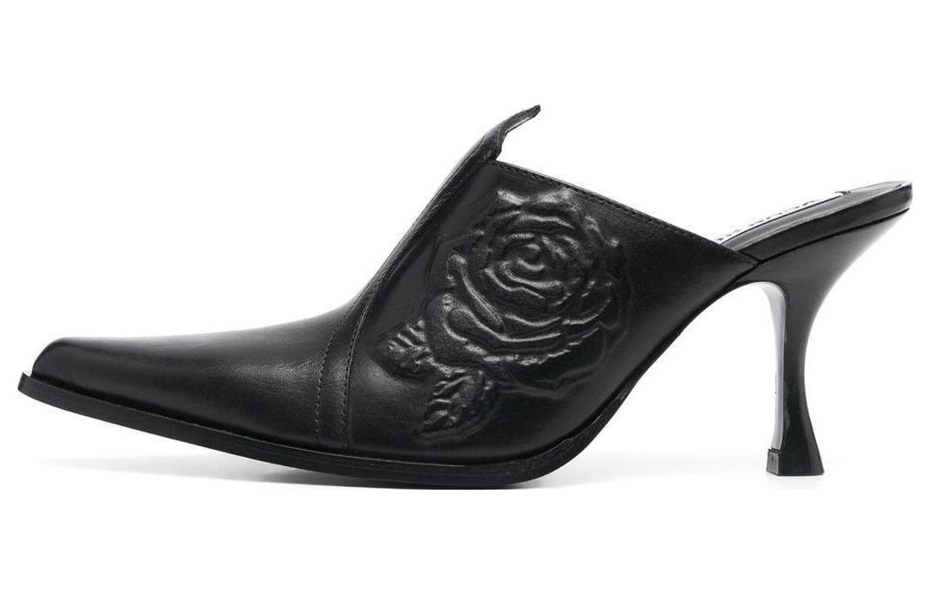 (W) Acne Studios Slip-On Heeled Sandal 'Black Calfskin'