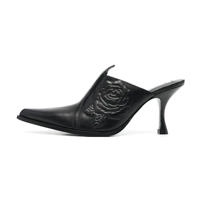 (W) Acne Studios Slip-On Heeled Sandal 'Black Calfskin'
