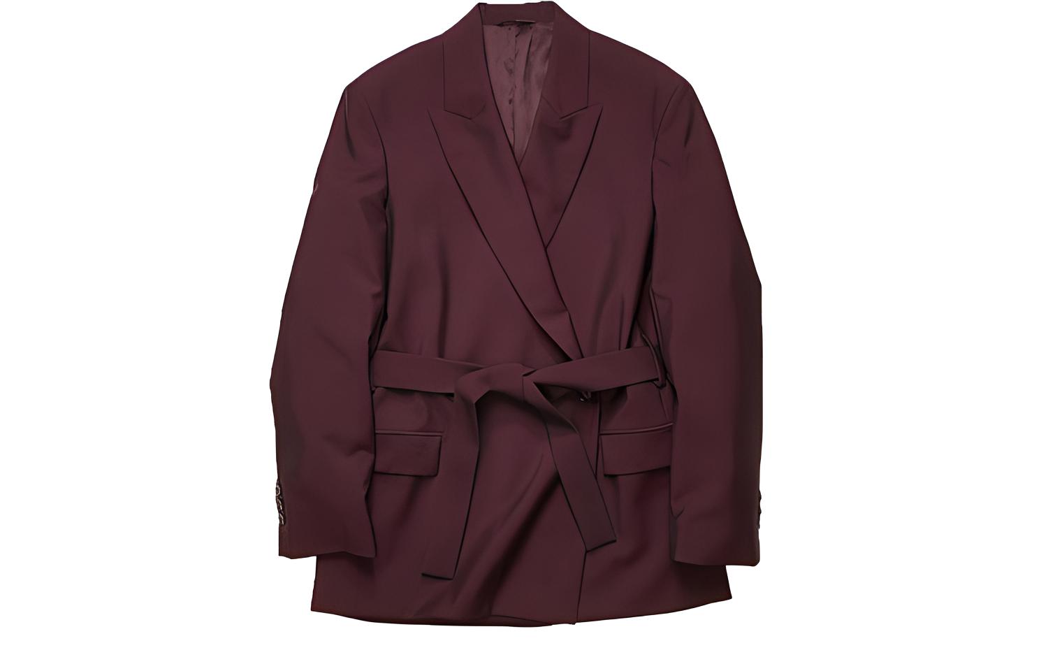(Women) Acne Studios Solid Double-Breasted Belted Blazer Red AH0108-AUB