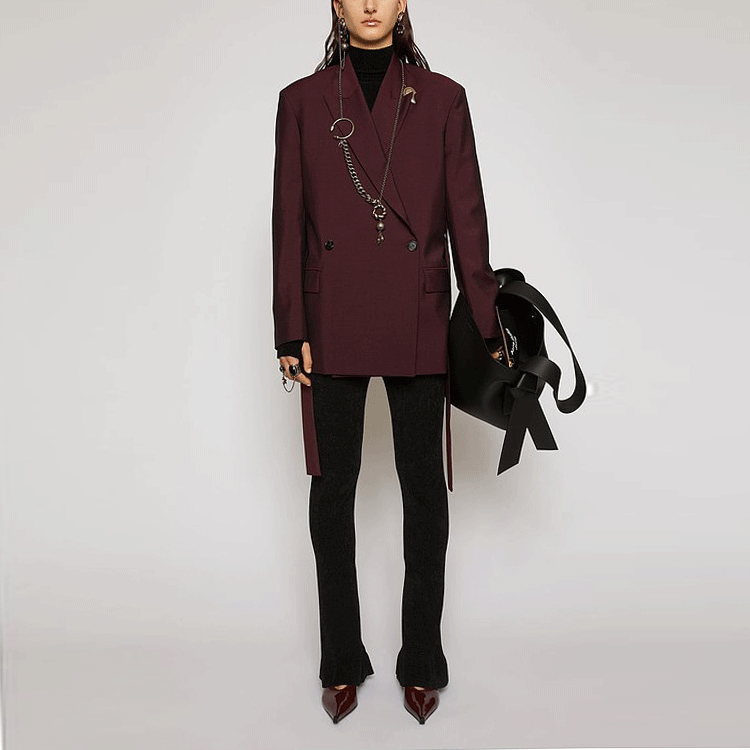 Lookbook (W) Blazer Rojo Cruzado Doble con Cinturón de Acne Studios. AH0108-AUB