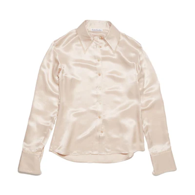 (Women) Acne Studios Solid Off-White Long Sleeve Button-Up Shirt AC0596-COW