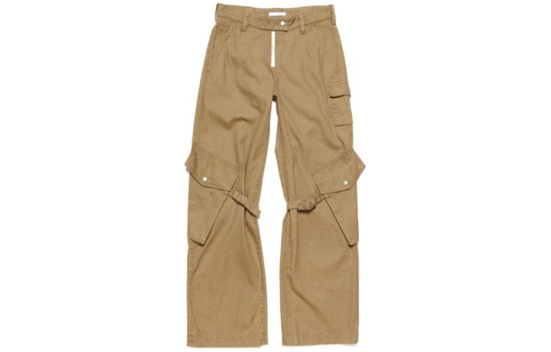 (Women) Acne Studios Solid Zip Loose Cargo Pants  - Cold Beige. AK0754-AE5