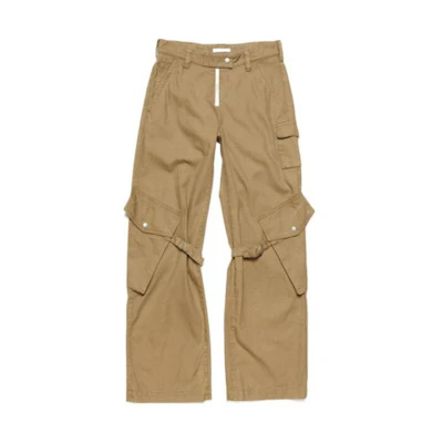 (Women) Acne Studios Solid Zip Loose Cargo Pants - Cold Beige. AK0754-AE5