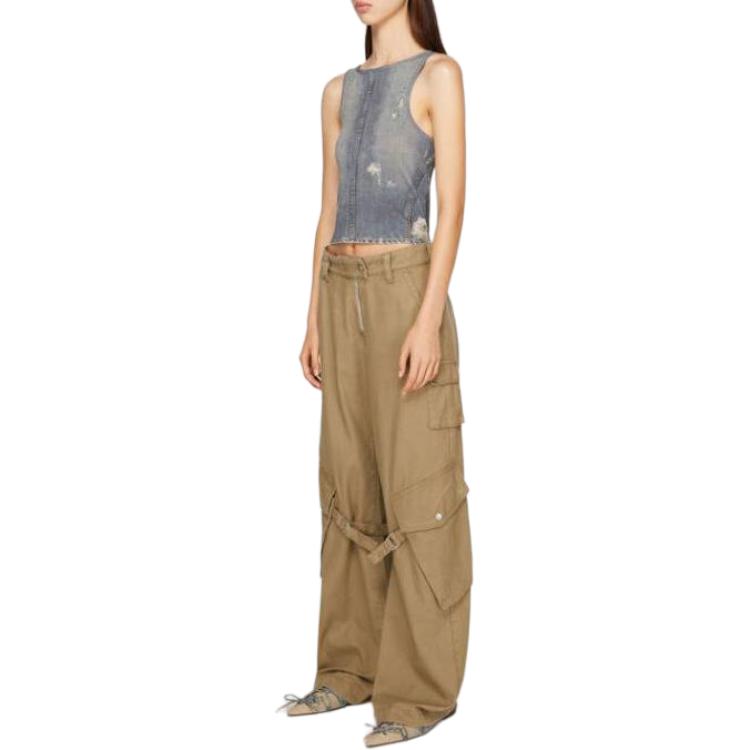 Purchase (W) Pantalones Cargo Sueltos Acne Studios Solid Zip - Beige Frío. AK0754-AE5