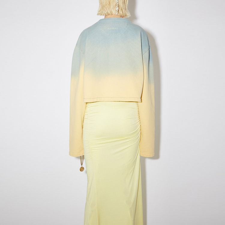 Shop (W) Acne Studios 噴漆圓領長袖上衣 藍/黃 AI0085-CN4