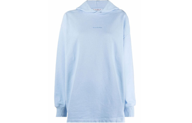 (Women) Acne Studios SS21 Pullover Sweatshirt Light Blue Front Logo AI0083-AAS