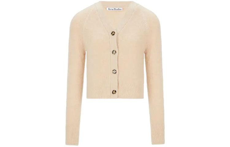 (Women) Acne Studios SS21 Solid Cardigan Sweater Beige Brown A60245-AE9