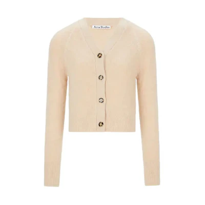 (Women) Acne Studios SS21 Solid Cardigan Sweater Beige Brown A60245-AE9