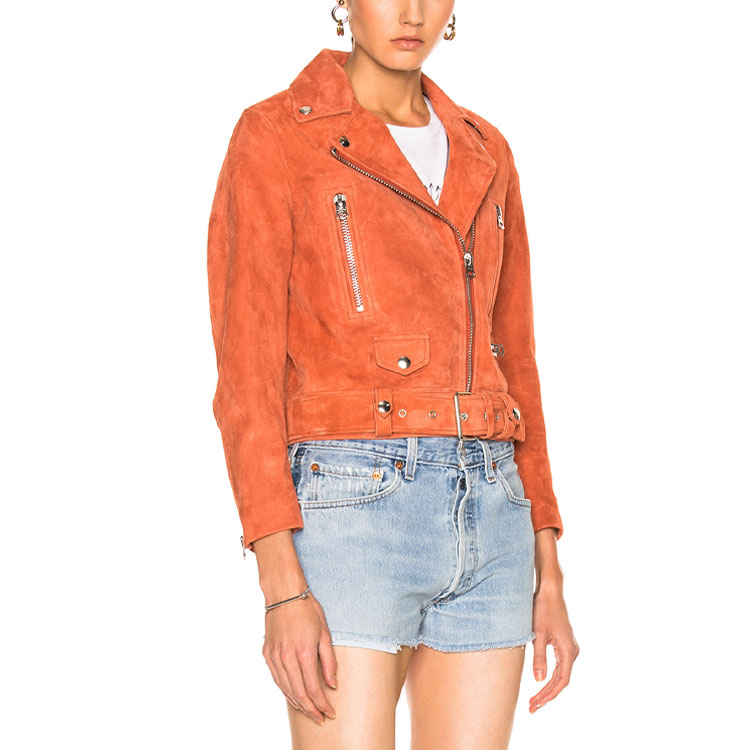 Sizing (W) 아크네 스튜디오 SS21 스웨이드 스타일 집 자켓 오렌지 핑크 1AA171-82A