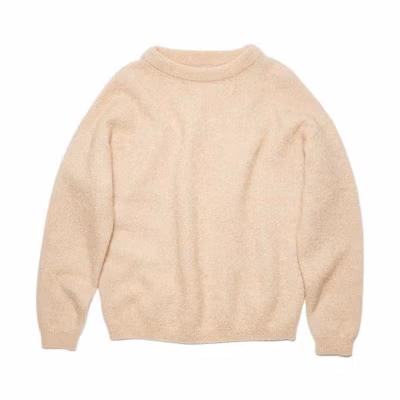(Women) Acne Studios SS22 Beige Wool Crewneck Oversized Sweater Pullover. A60384-AE2