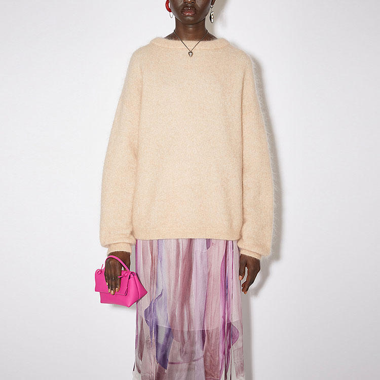 Lookbook (Women) Acne Studios SS22  Beige Wool Crewneck Oversized Sweater Pullover. A60384-AE2