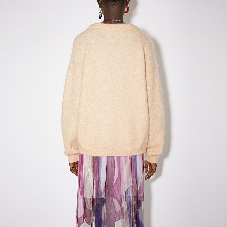 Shop (Women) Acne Studios SS22  Beige Wool Crewneck Oversized Sweater Pullover. A60384-AE2