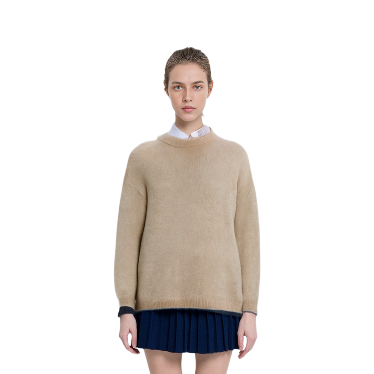 Purchase (Women) Acne Studios SS22  Beige Wool Crewneck Oversized Sweater Pullover. A60384-AE2